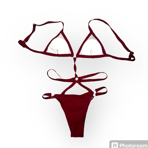 ZAful Burgundy Swimsuit | Bikini - Picture 2 of 4